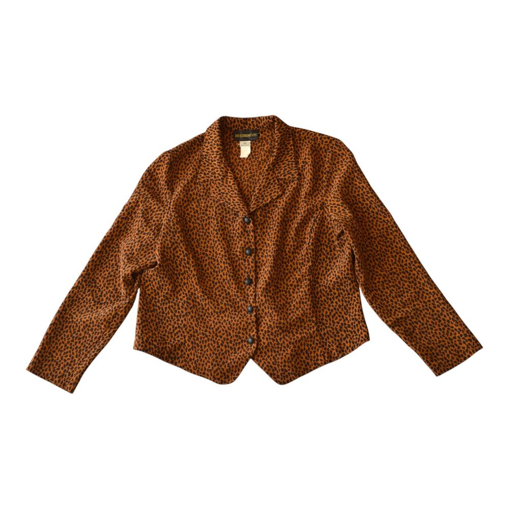 VTG Requirements Leopard Print Button Down Blouse 90s Mob Wife Size Large